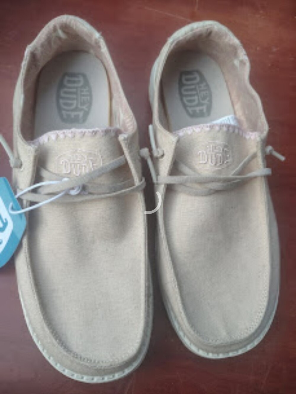 Hey Dude Casual Slip-On Shoes in Light Beige Canvas
